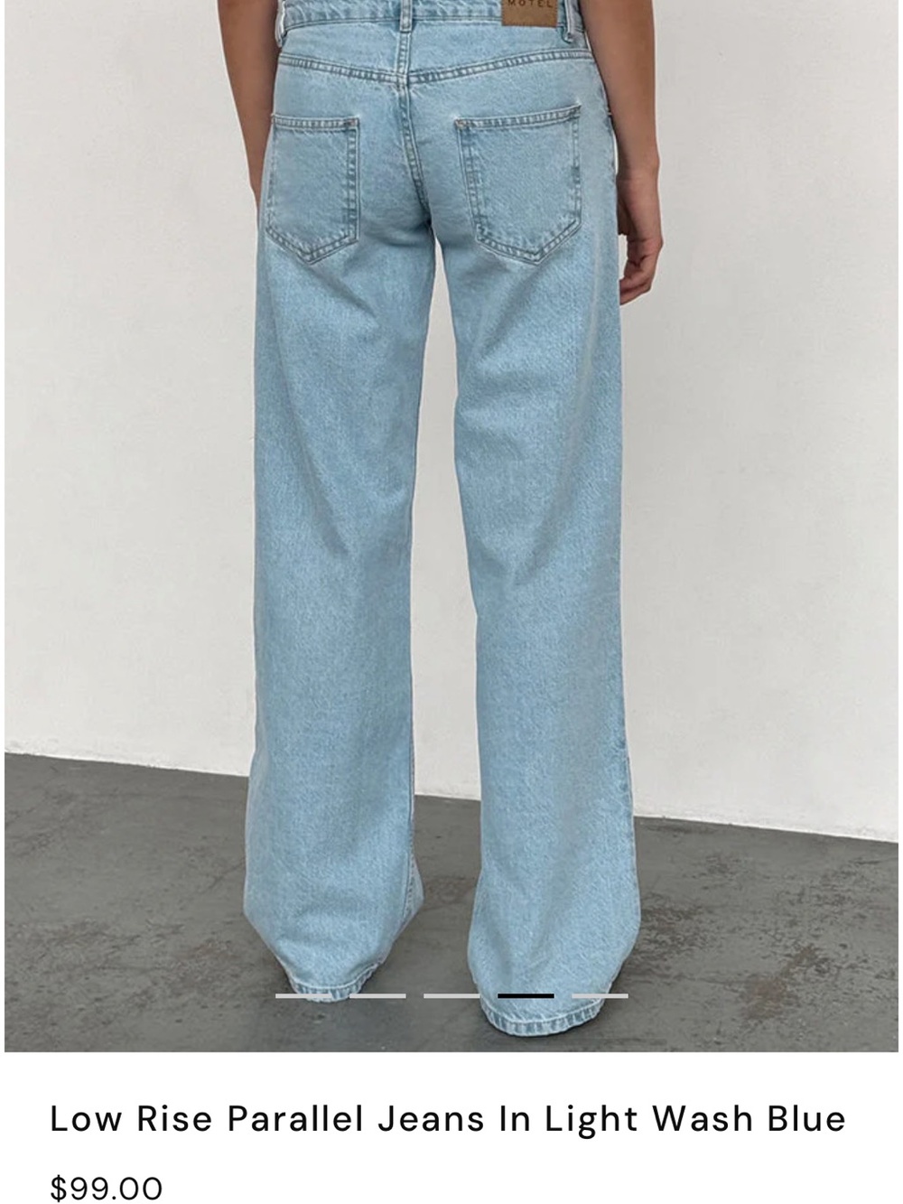 Motel Rocks Low Rise Wide Leg Jeans in Light Blue - Picture 2 of 6